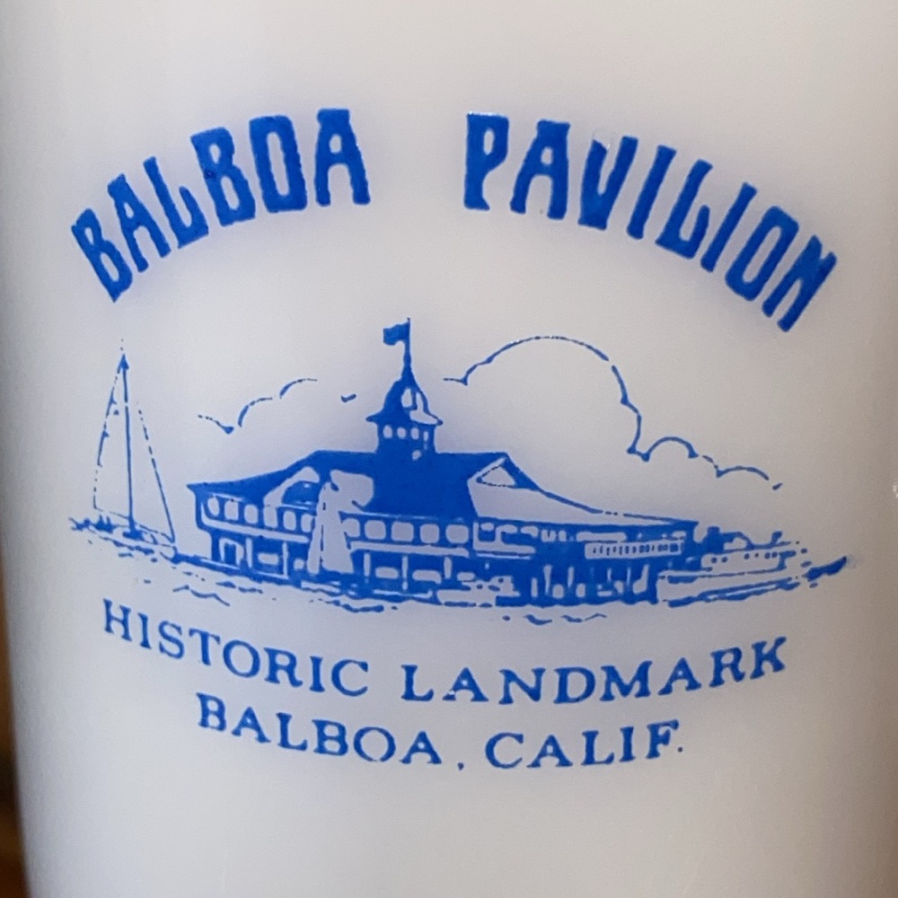 VTG 60-70s Balboa Pavilion Milk Glass Mug. 8 oz.